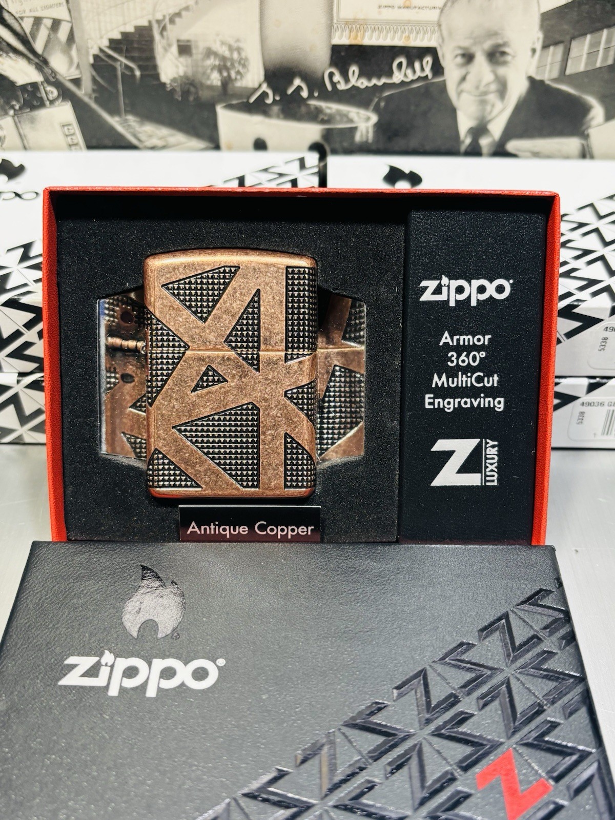 Zippo Windproof 360 Degree Engraved Geometric Pattern Lighter, 49036, New In Box Zippo Windproof 360 Degree Engraved Geometric Pattern Lighter, 49036, New In Box