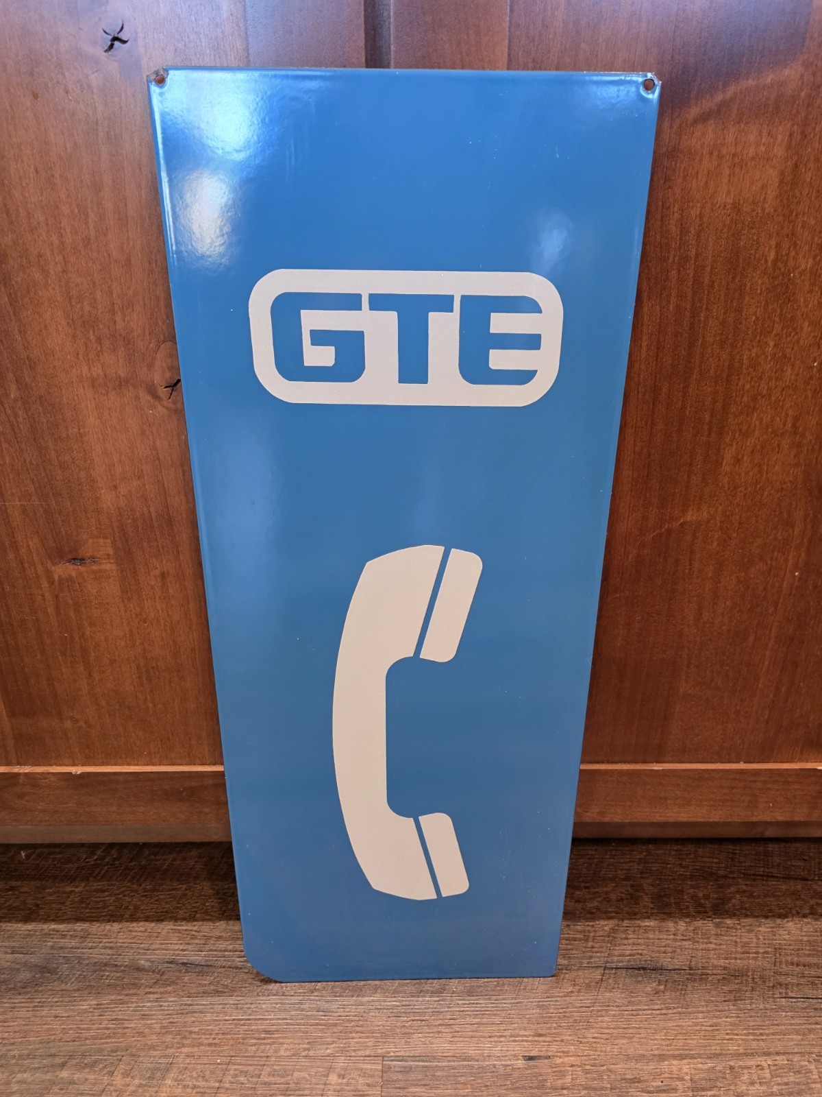 Vintage GTE Porcelain Sign - Phone Booth Panel - Gas Station Petroliana...