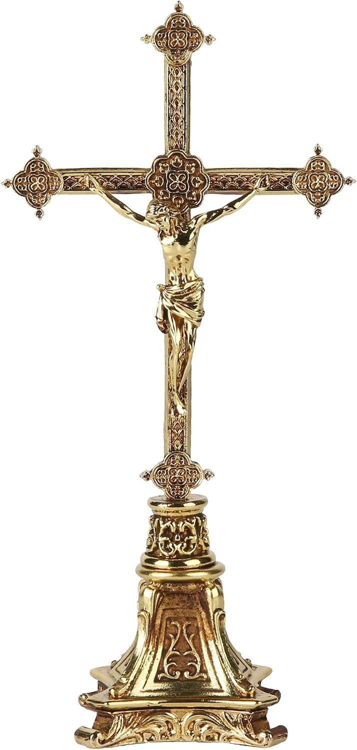 BC Catholic Metal Standing Crucifix, Jesus Christ Cross for Altar, Catholic W... BC Catholic Metal Standing Crucifix, Jesus Christ Cross for Altar, Catholic W...