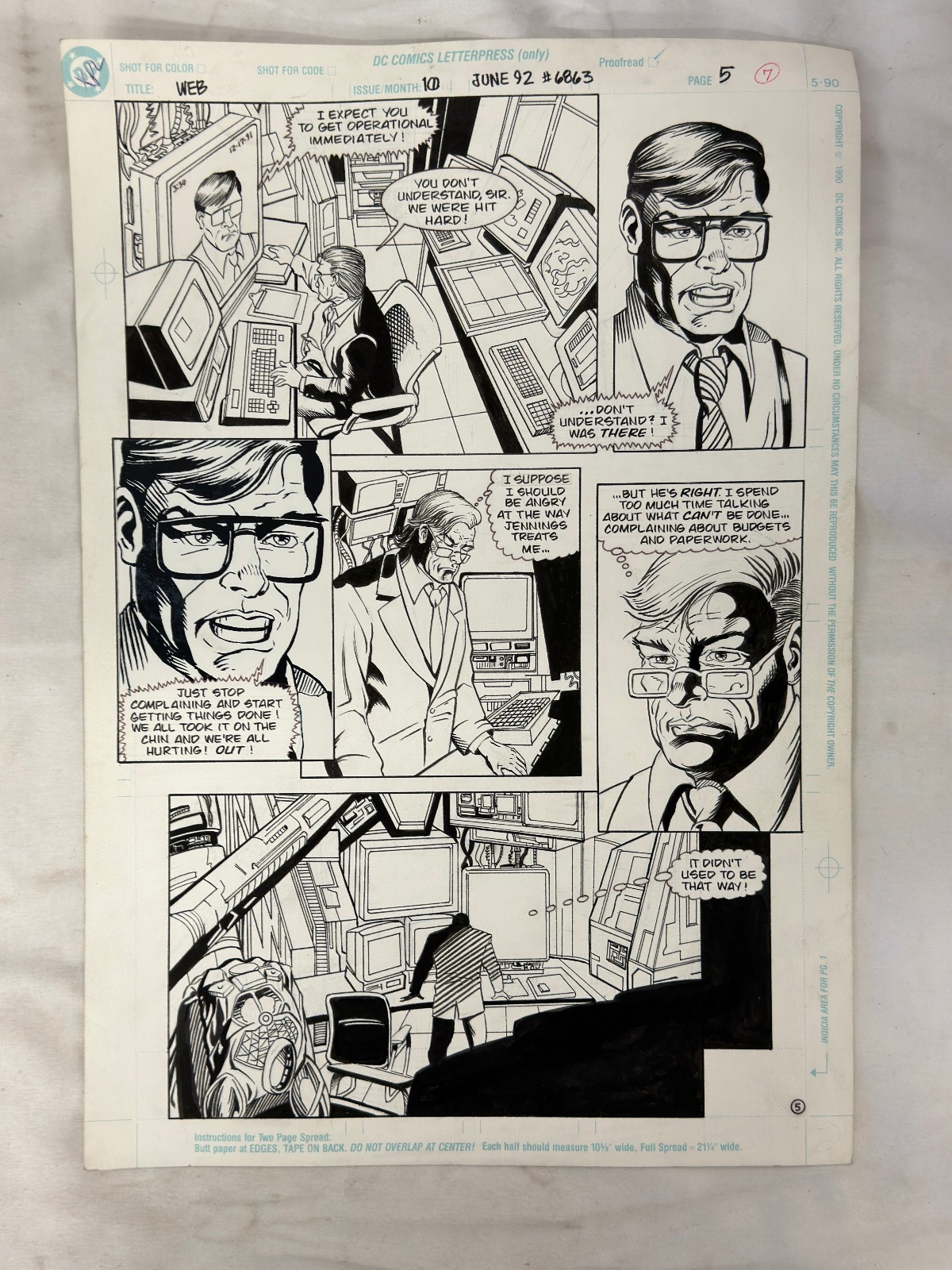 The Web #10 DC Impact Comics 1992 Original Comic Book Storyboard Art Page #5