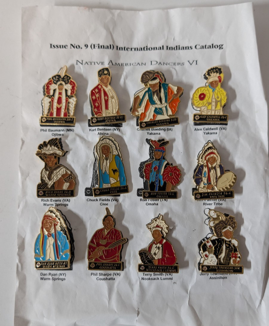 Complete Set Of 12 Vintage HTF Native American Dancers Lions Club Pins Issue #9