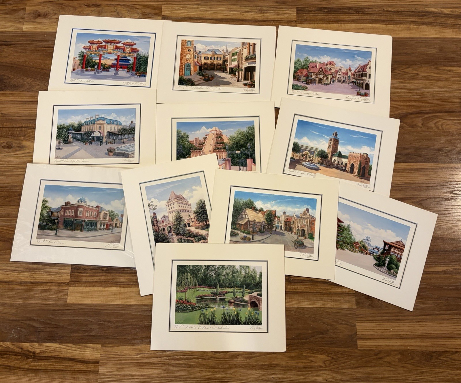 11 Disney Epcot Pavilion Prints Signed By Larry Dotson 2006-4 Personalized 11 Disney Epcot Pavilion Prints Signed By Larry Dotson 2006-4 Personalized