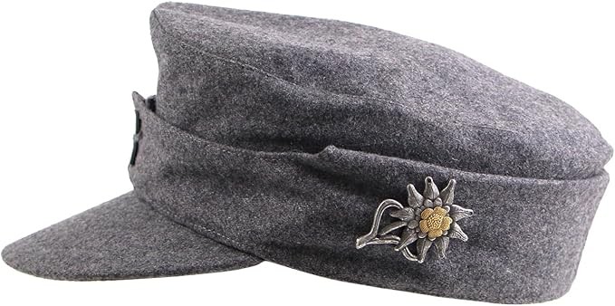7 3/8 WW2 German M43 Hat with Edelweiss Badge Officer Mountain Panzer Wool Cap
