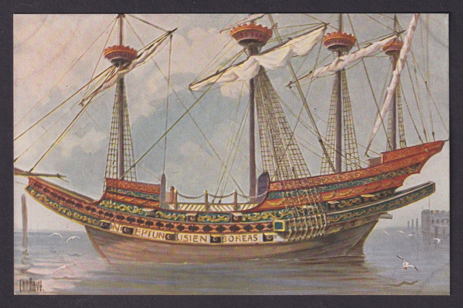 Vinatge postcard GERMANY Marine-Galerie Nr.128 - Spanish caravel