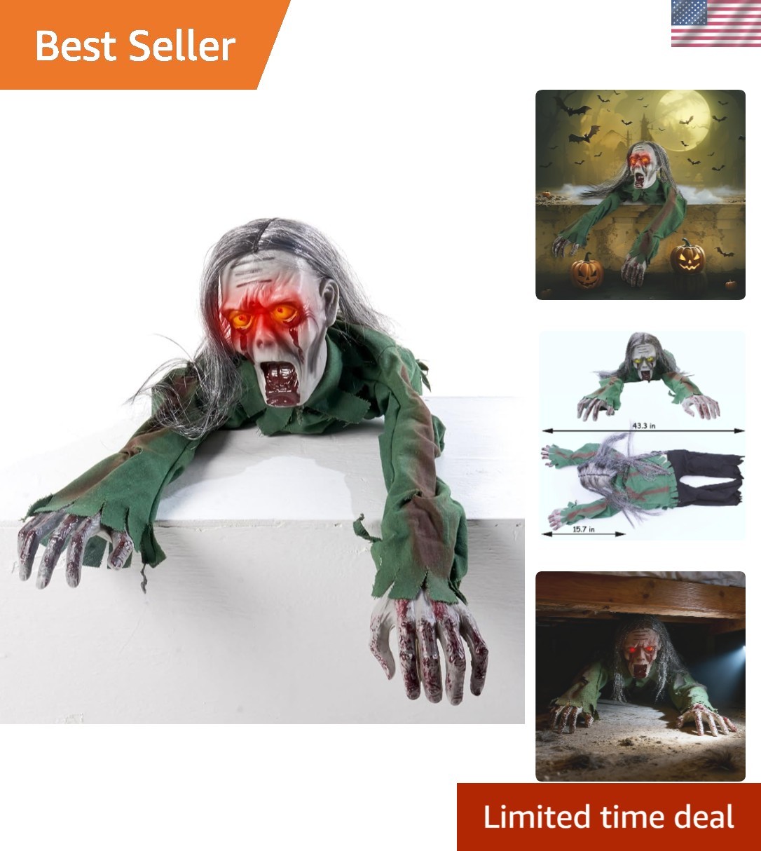 Electric Crawling Ghost with Voice & Light - Spooky Halloween Decoration 43 Electric Crawling Ghost with Voice & Light - Spooky Halloween Decoration 43