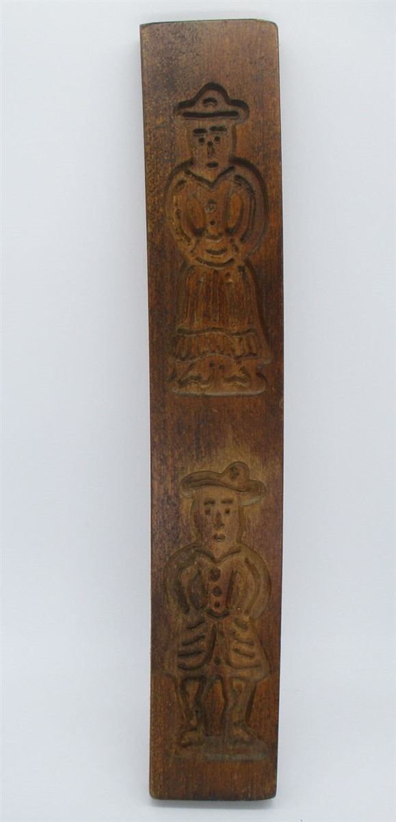 Vntg Dutch Wood Carved Cookie Press Mold Speculaas Springerle Man Woman 15 1/2\