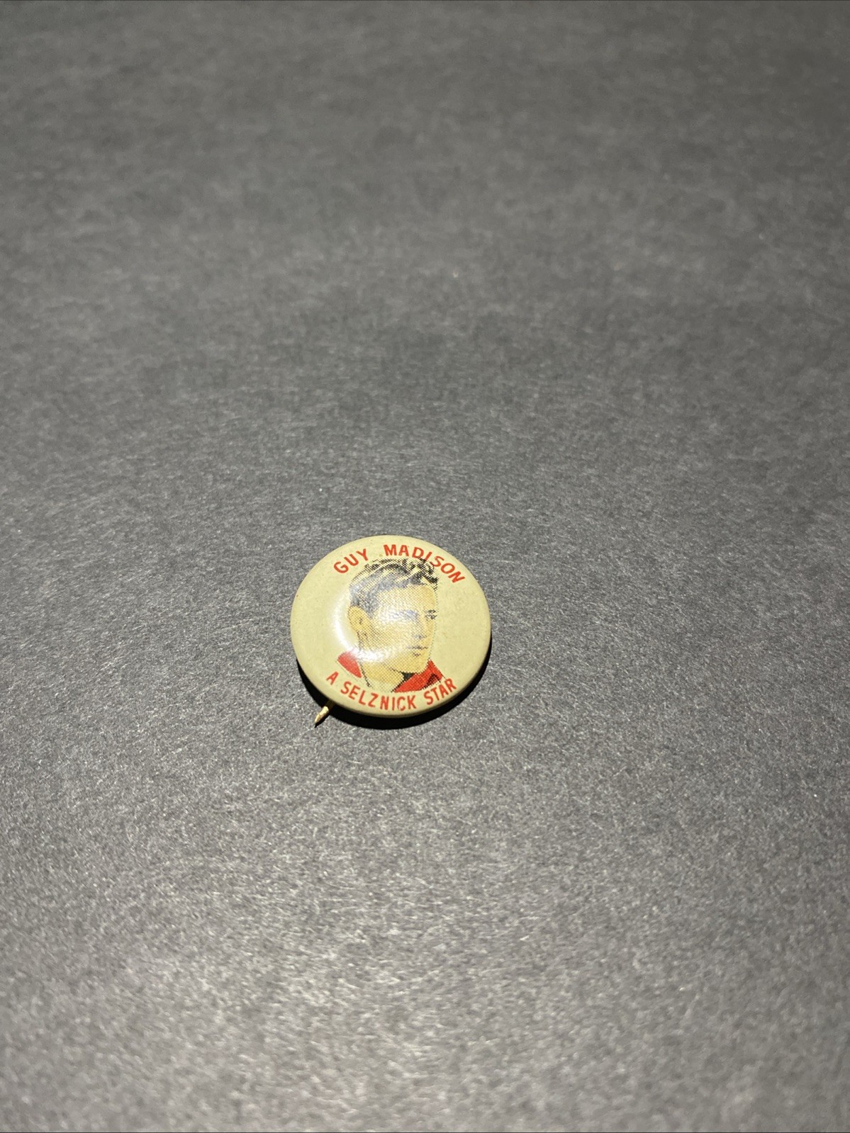 GUY MADISON, A Selzwick Star Pinback Button .75 in Dia Quaker Rice Premium
