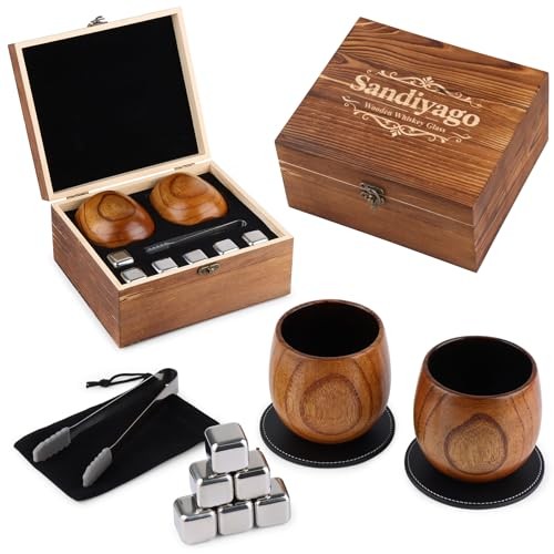 Charred Wooden Bourbon Drinking Cup Set,Oak and Smoke Whiskey Cup,Wooden Old 