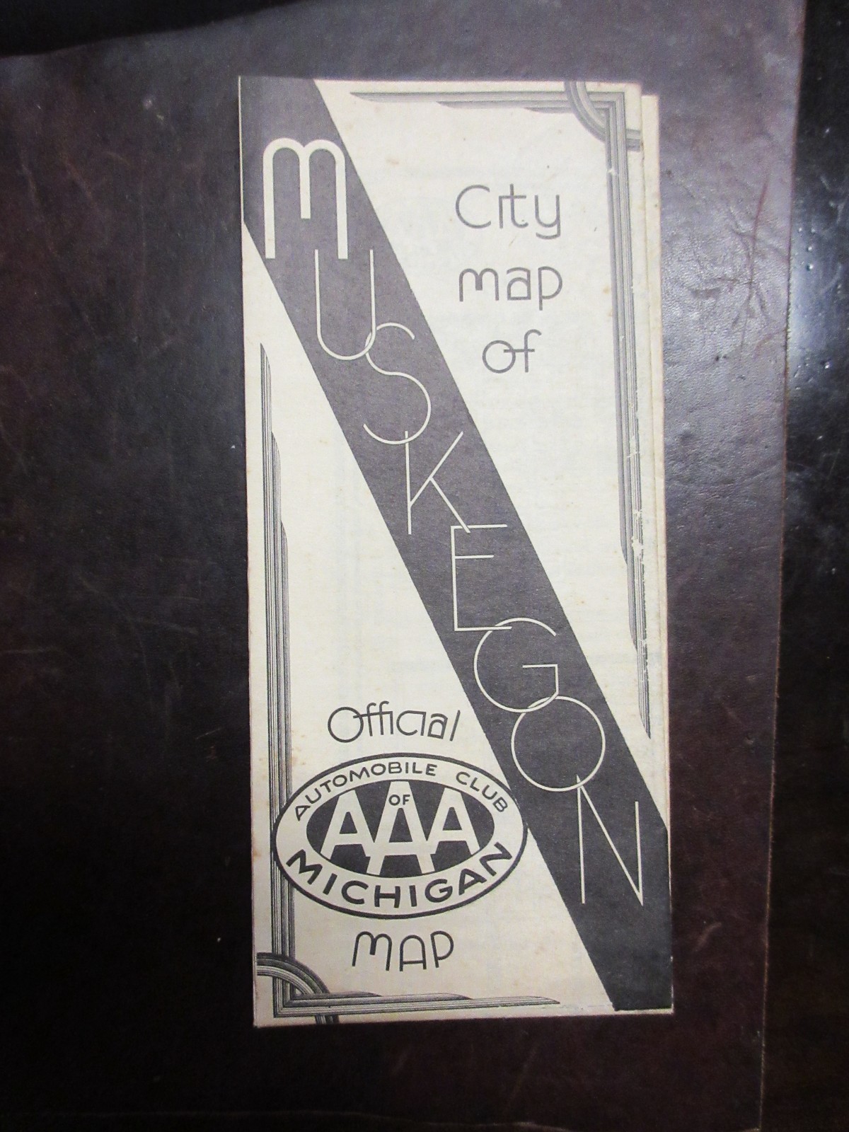 Vintage City of Muskegon Michigan travel road map 1940\'s Automobile Ephemera AAA