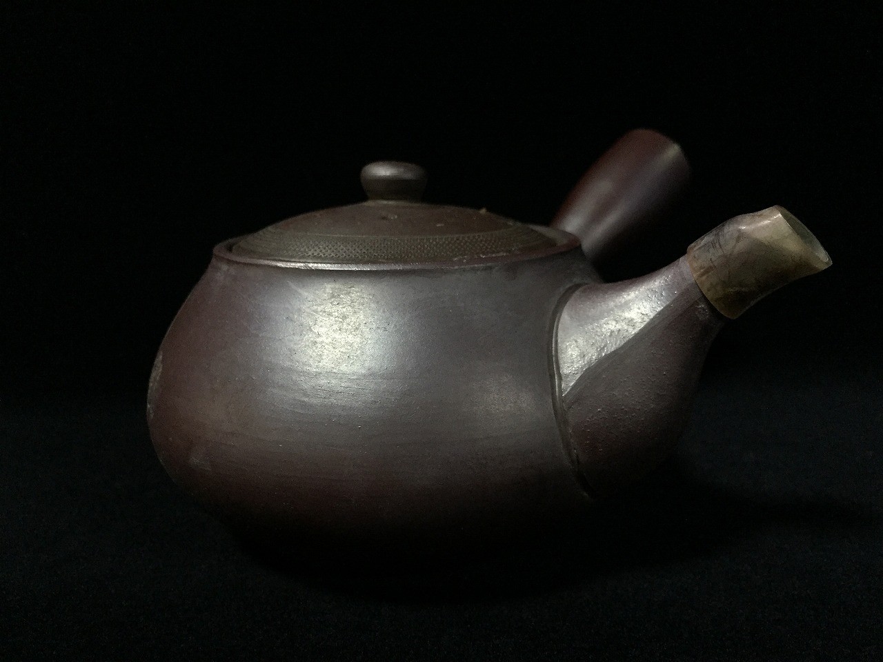 S1874 Vintage Japanese Clay Kyusu Teapot Tokoname Purple Red Clay Tea Ware