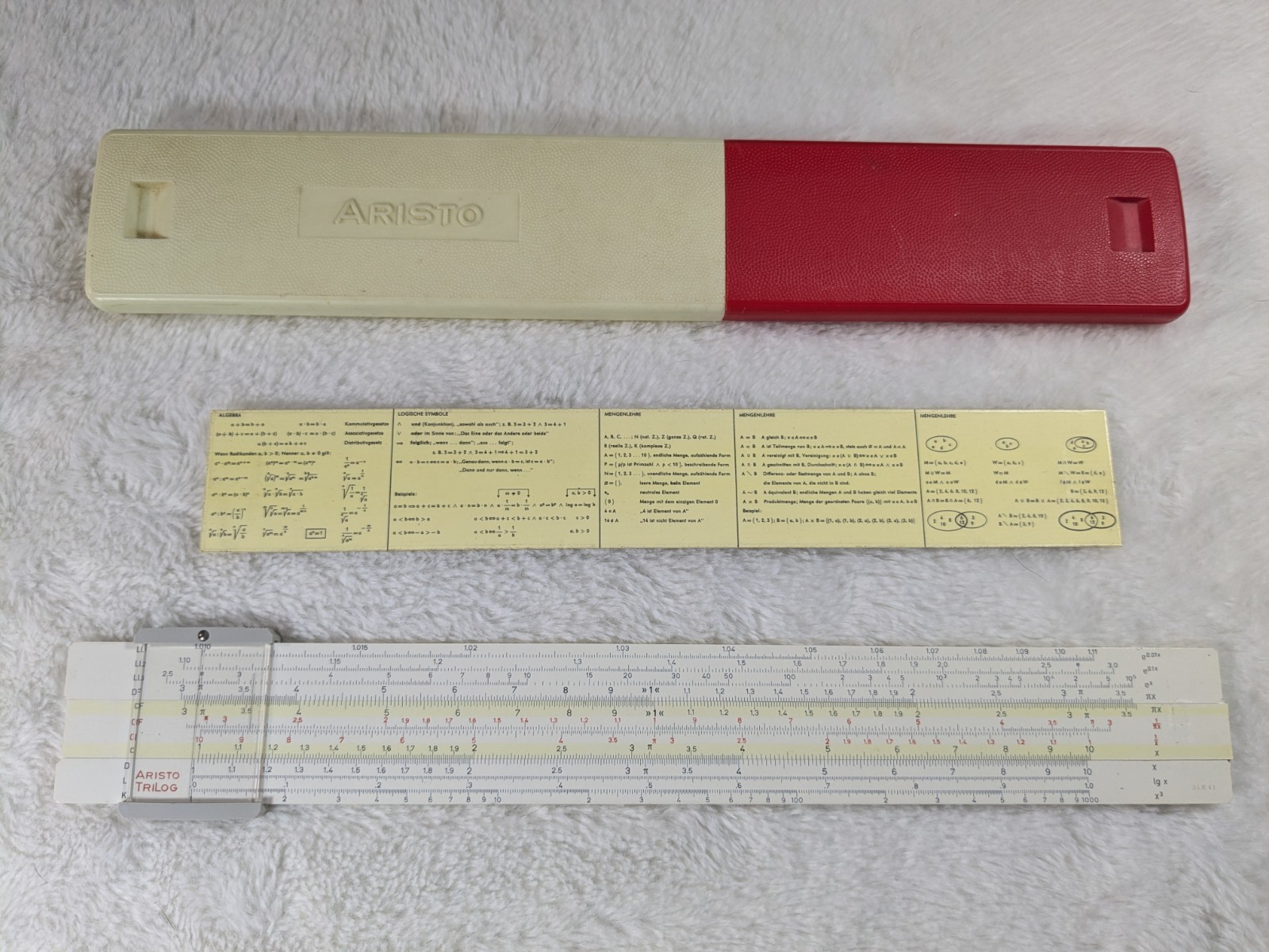 Vintage Aristo TriLog 0908 Engineering Slide Rule with German Language Insert