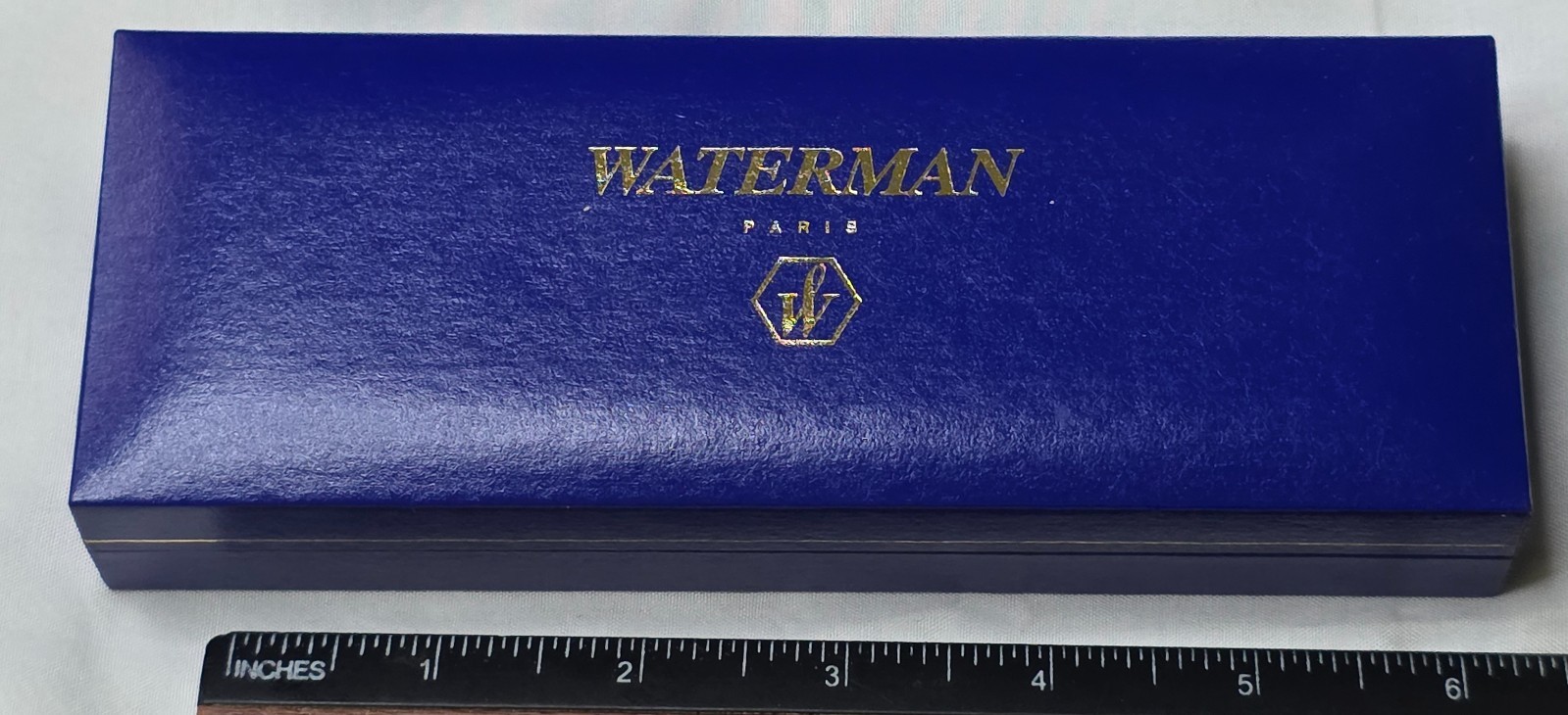 Working Gold & Blue Marbled Phileas Waterman Pen w/ Spare Refill & Box, France