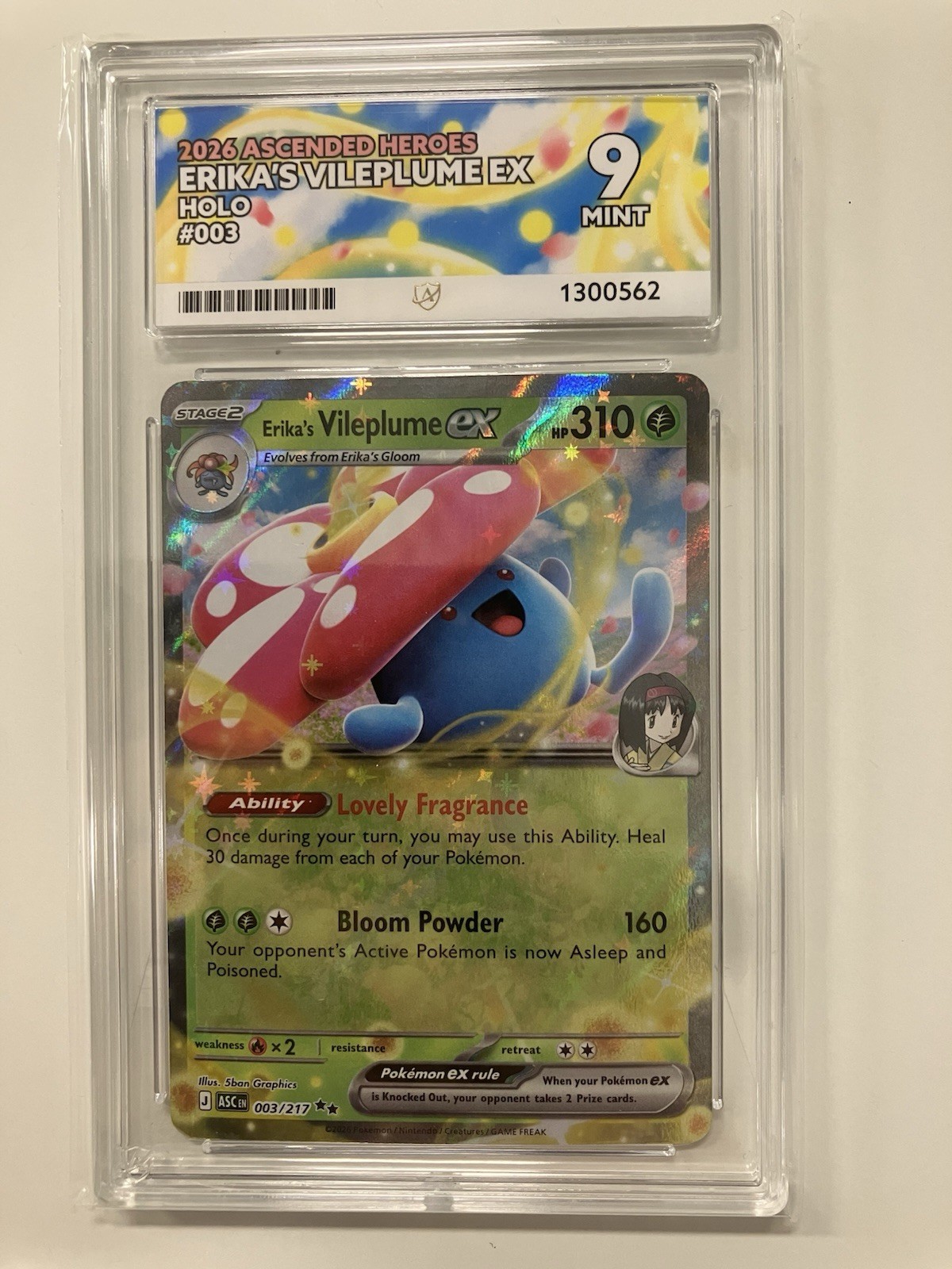 Pokemon-Erika’s Vileplume Ex-ACE 9 Graded-Ascended Heroes-2026-English
