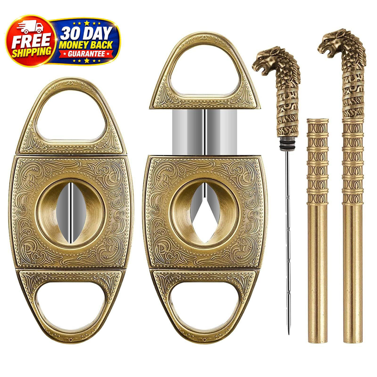 V-Cut Cigar Cutter Guillotine Precision Cigar Draw Enhancer Tool Needle & Sharp V-Cut Cigar Cutter Guillotine Precision Cigar Draw Enhancer Tool Needle & Sharp