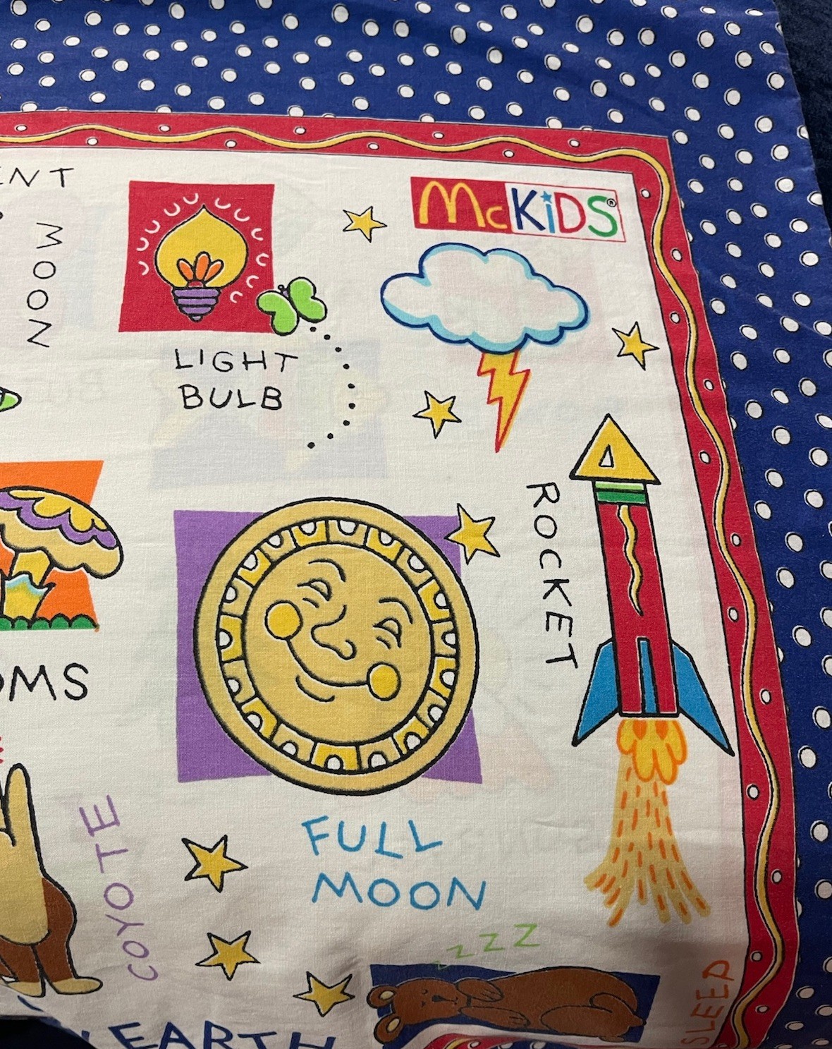 Vintage McKids Night Day Twin Top Sheet And Pillowcases Bedroom Decor fabric sew