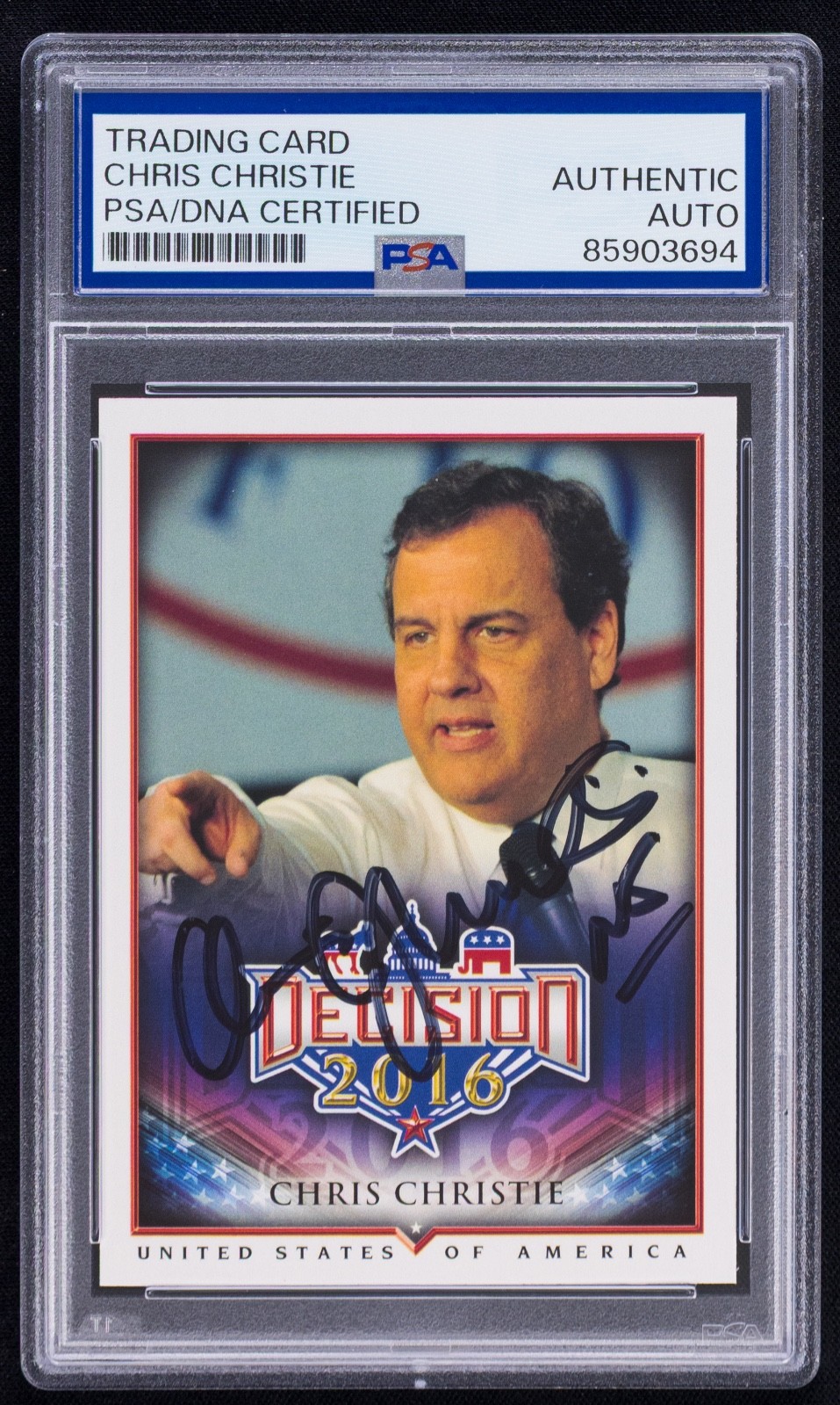 Chris Christie Signed Decision 2016 Card #5 (PSA) Republican President Candidate Chris Christie Signed Decision 2016 Card #5 (PSA) Republican President Candidate