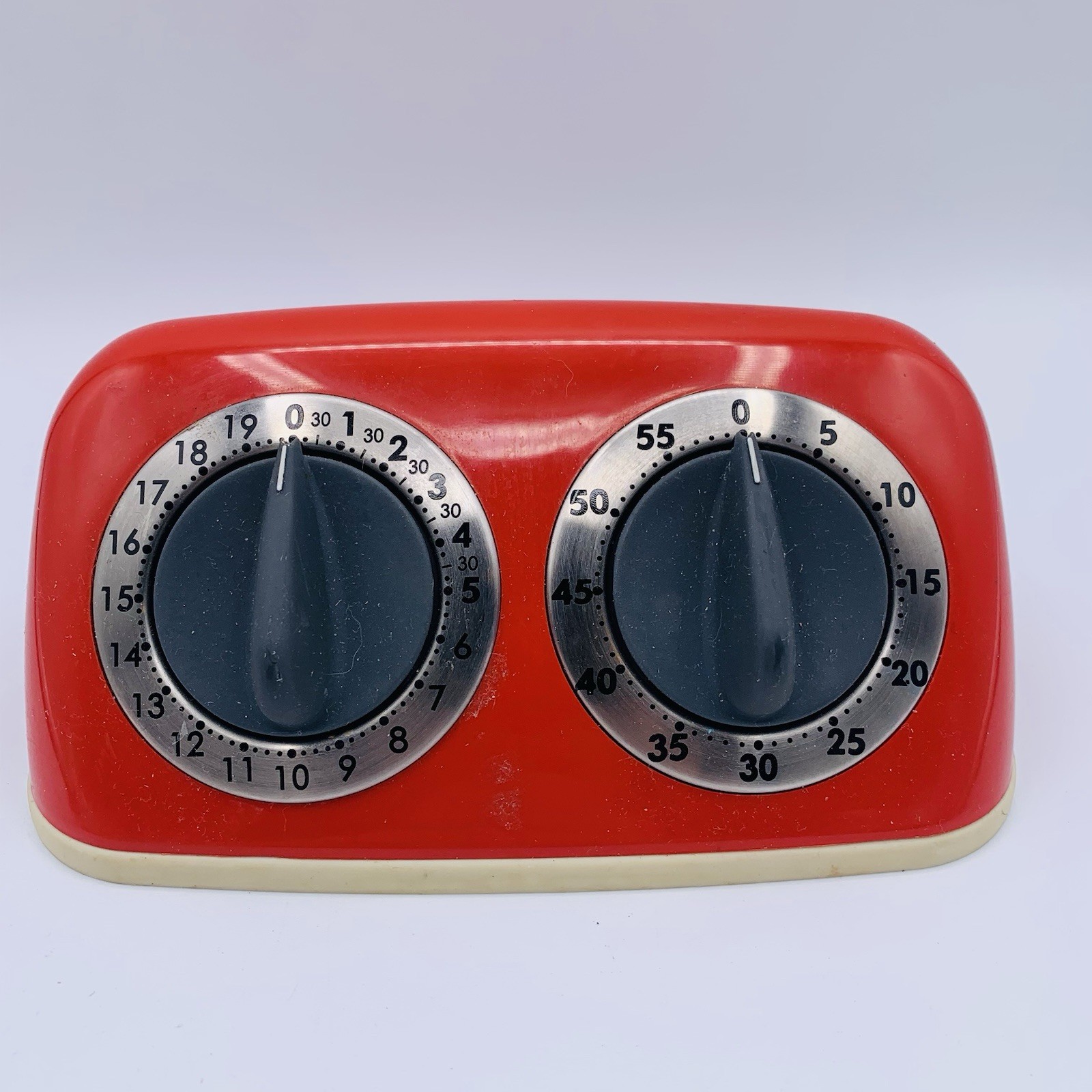 Vintage Red AMCO Double Kitchen Timer Two Timer Mid Century - For Repair / Parts