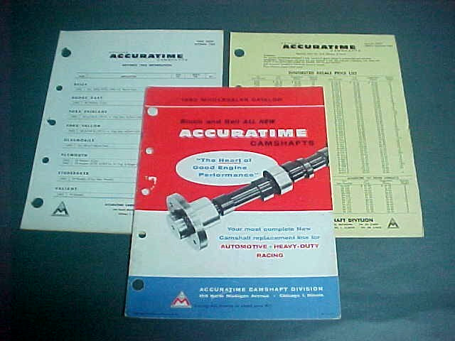 Vintage 1962 ACCURATIME CAMSHAFTS Catalog w/ Price List & Vehicle Applications Vintage 1962 ACCURATIME CAMSHAFTS Catalog w/ Price List & Vehicle Applications