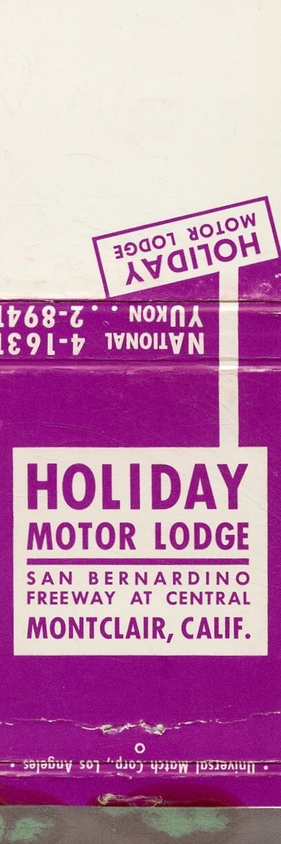 Holiday Motor Lodge, Montclair, California Matchbook