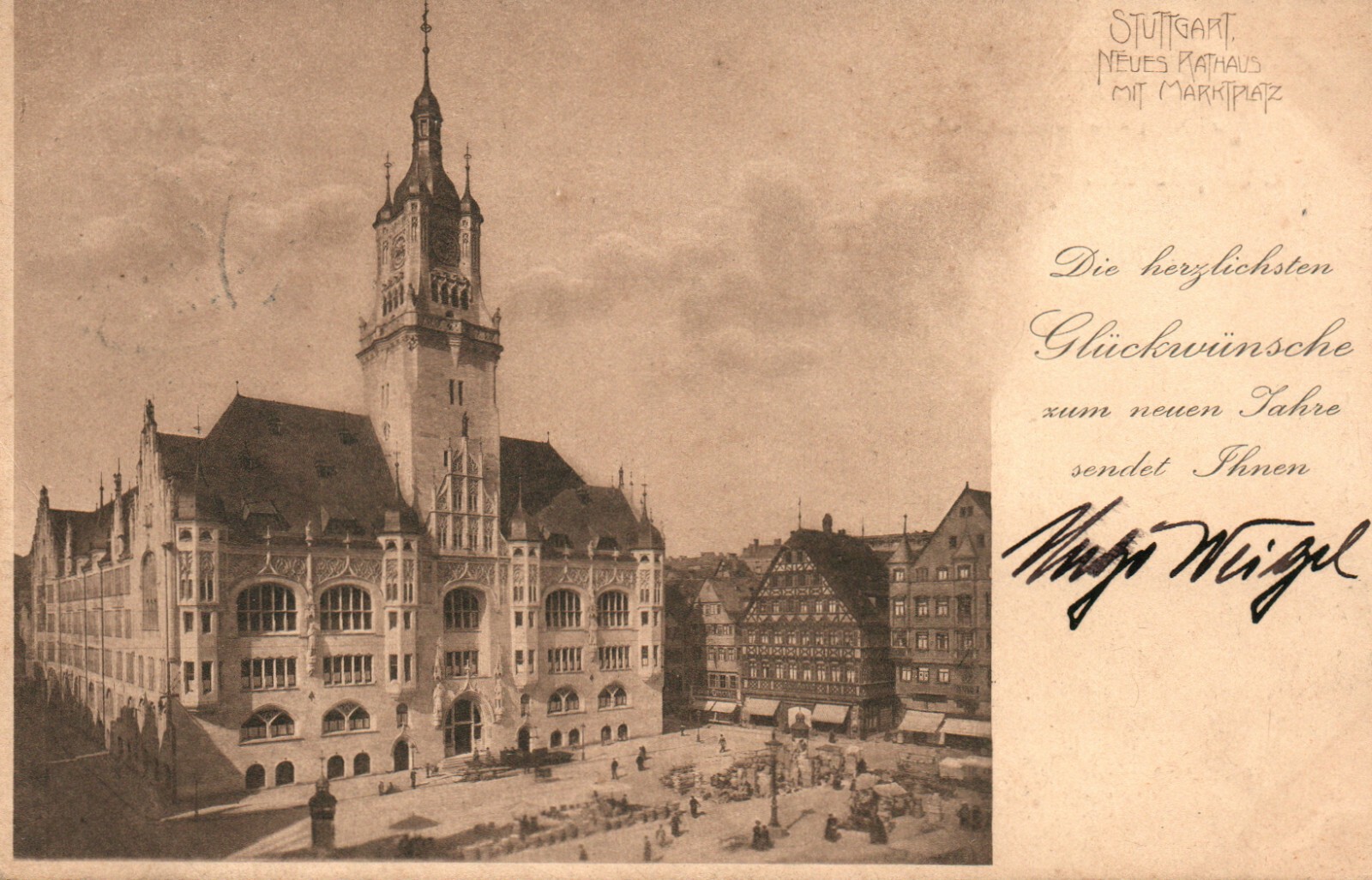 AK* Stuttgart - New Town Hall with Market Square (AB)70313 AK* Stuttgart - New Town Hall with Market Square (AB)70313