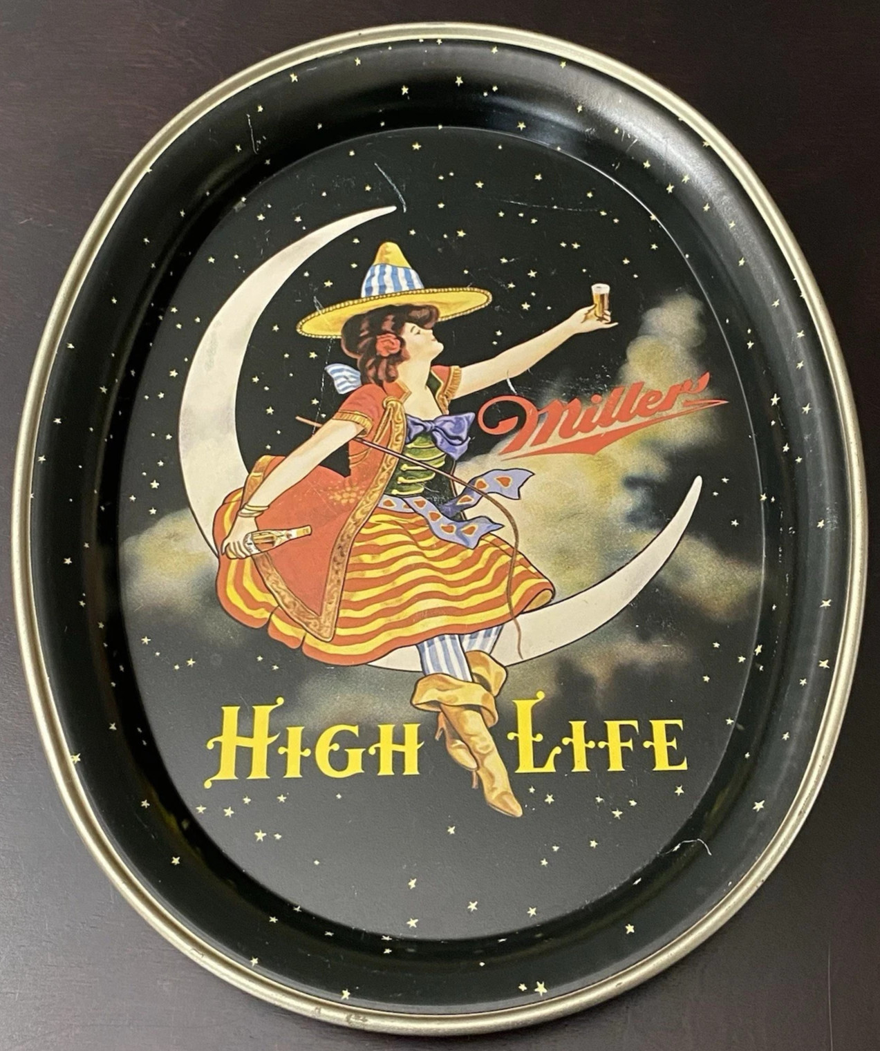 VTG Legend of the Miller Girl ON MOON Serving BEER Tray 1989 Limited Edition VTG Legend of the Miller Girl ON MOON Serving BEER Tray 1989 Limited Edition