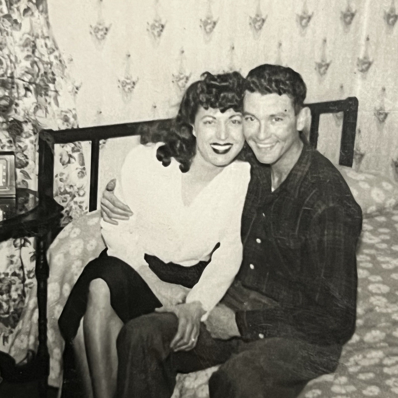 Vintage Snapshot Photograph Affectionate Young Couple On Bed Beautiful Woman Vintage Snapshot Photograph Affectionate Young Couple On Bed Beautiful Woman