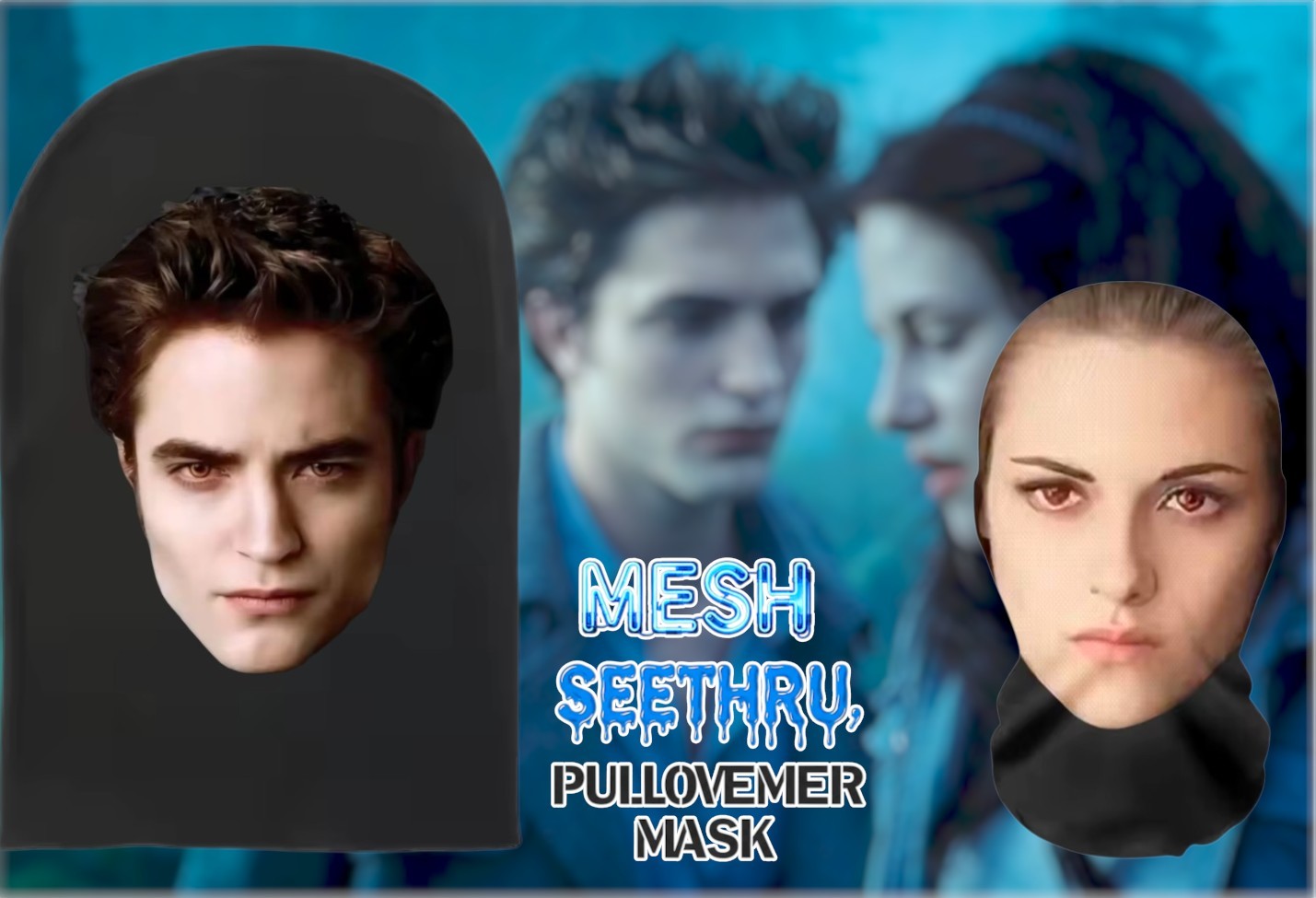 Twilight Vampire 2x Mask Edward & Bella Couples Halloween Costume Cosplay Party