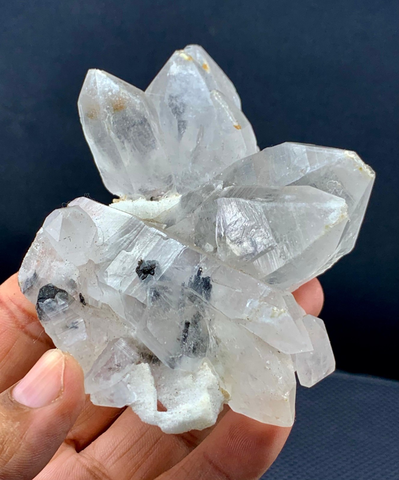 235 Grams Beautiful Quartz Crystal Cluster Combined With Tourmaline From Skardu