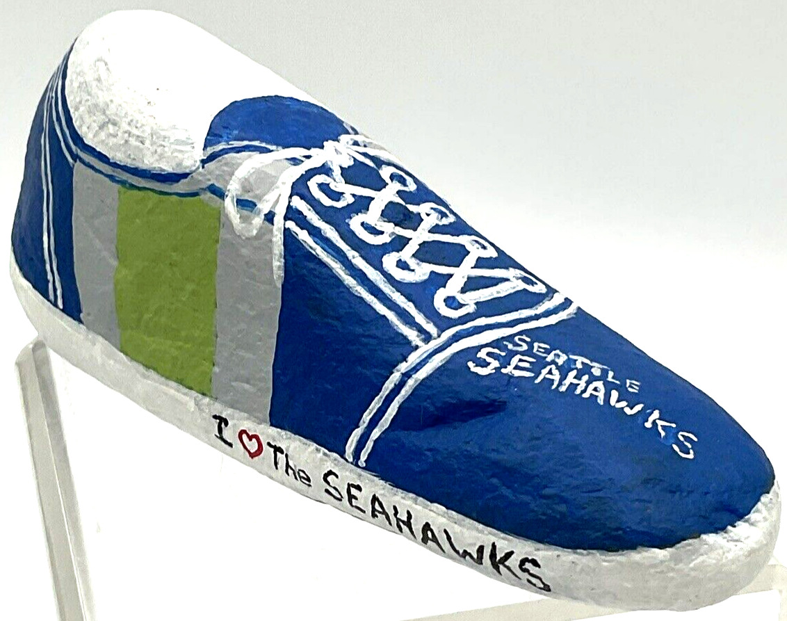 OOAK I Love the Seahawks Hand Painted Shoe Rock Seattle, WA Artist Signed PJ