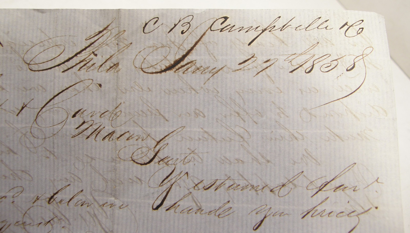 ANTIQUE 1858 LETTER CHARLES B CAMPBELL & CO MFR BOILER PLATES PHILADELPHIA PA