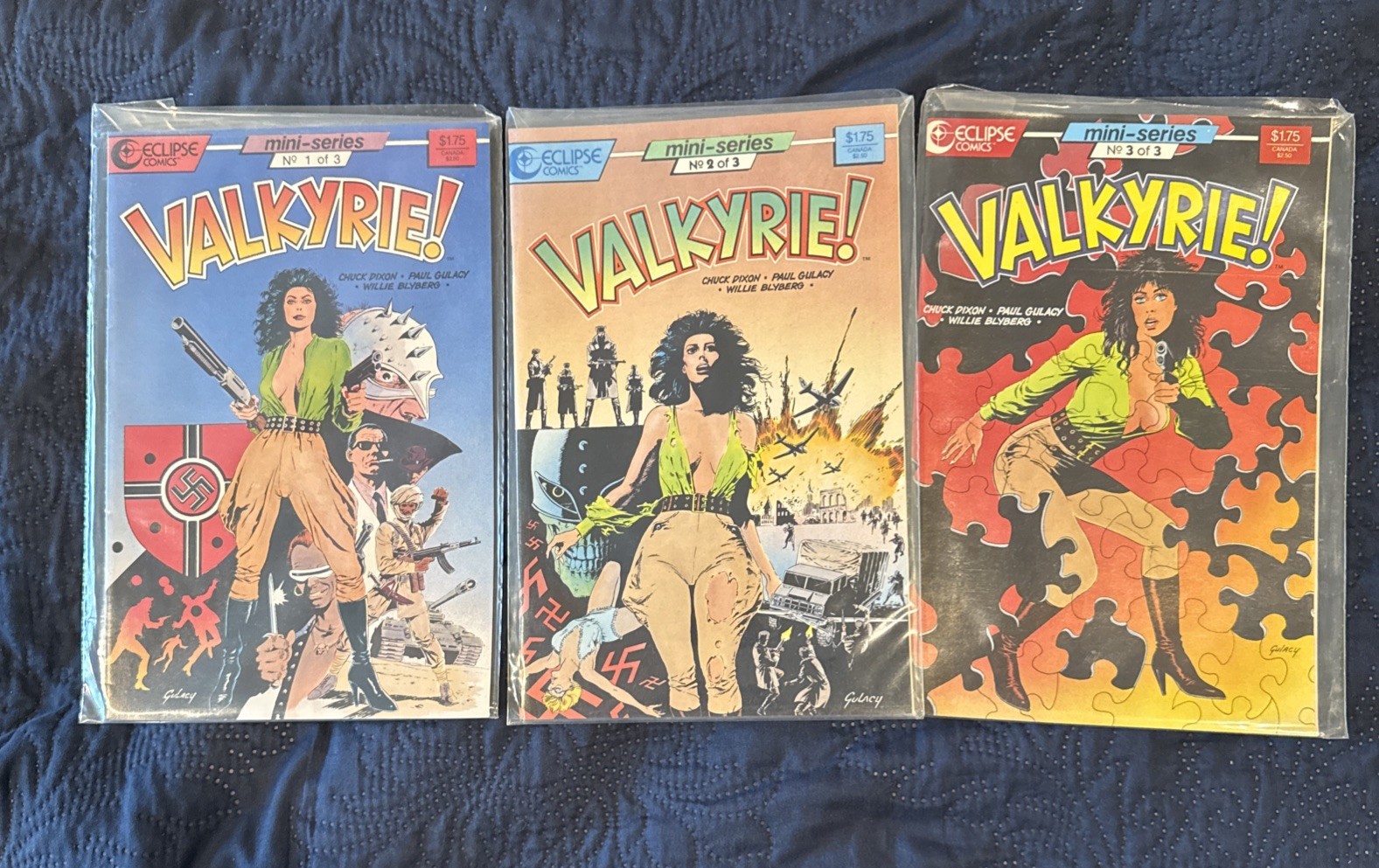 Valkyrie 1 - 3 Eclipse Comics Dixon Gulacy 1987 VF to VF+ Valkyrie 1 - 3 Eclipse Comics Dixon Gulacy 1987 VF to VF+