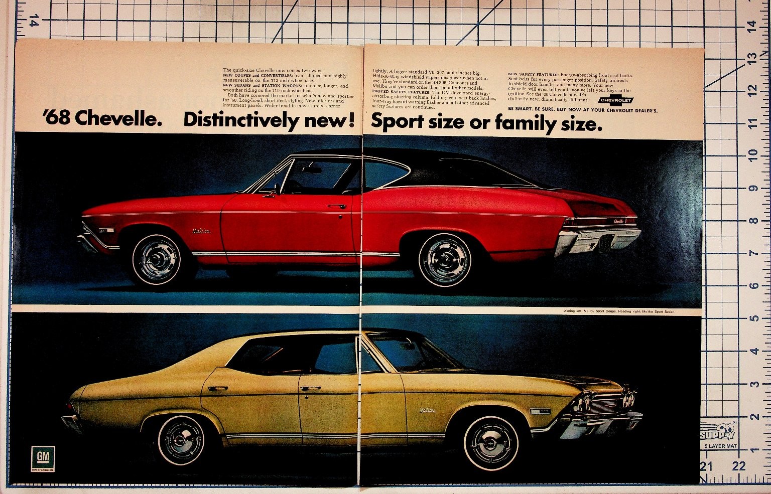 1968 Chevrolet Chevelle Original Magazine Ad Vintage Car Malibu Coupe Sedan 1968 Chevrolet Chevelle Original Magazine Ad Vintage Car Malibu Coupe Sedan