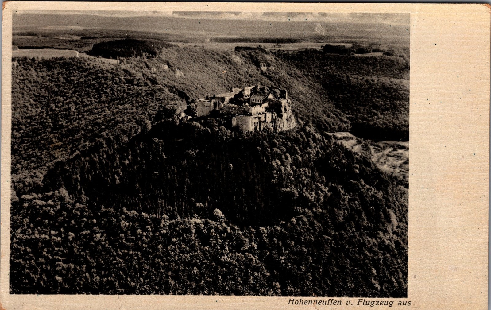 1930s Germany Aerial View Hohenneuffen Castle Postcard RLM Approved
