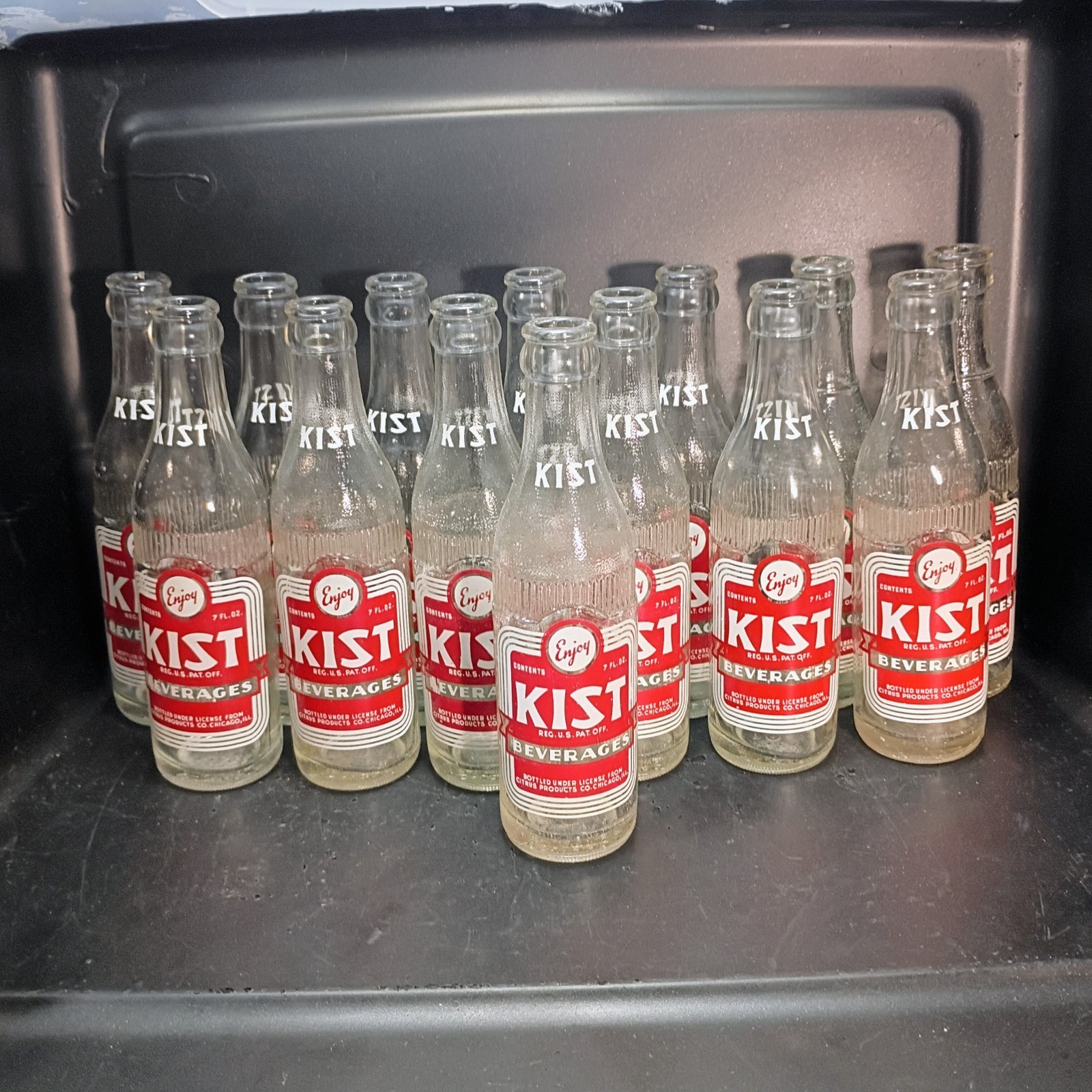 Lot Of 14 Vintage 1950s 1960s Kist Beverage Glass Soda Bottles Kiel Wisconsin Lot Of 14 Vintage 1950s 1960s Kist Beverage Glass Soda Bottles Kiel Wisconsin