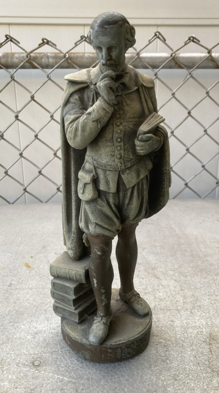 Old William Shakespeare Spelter Cast Metal Statue Sculpture ~ 12\ Old William Shakespeare Spelter Cast Metal Statue Sculpture ~ 12\