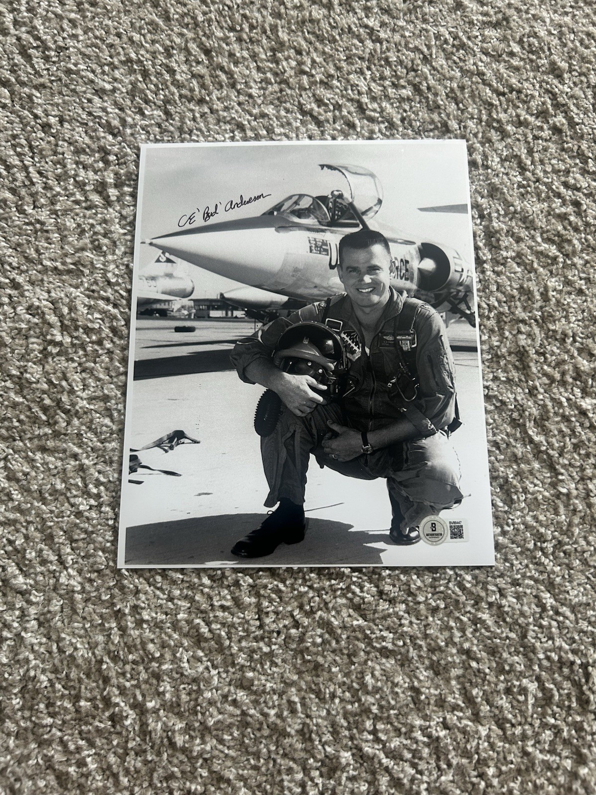 CLARENCE BUD ANDERSON Signed Autograph 8x10 Photo P-51 WW2 WAR ACE BAS BECKETT B