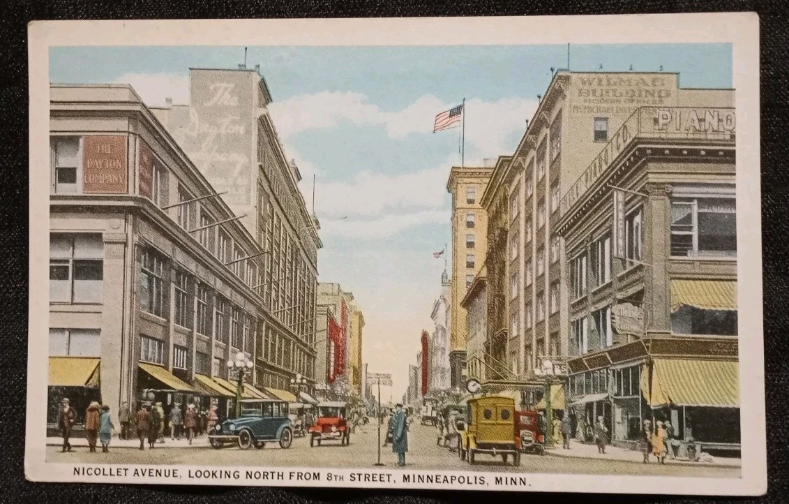 Vintage 1920s Nicollet Ave North From 8th St Minneapolis, Minnesota Postcard Vintage 1920s Nicollet Ave North From 8th St Minneapolis, Minnesota Postcard