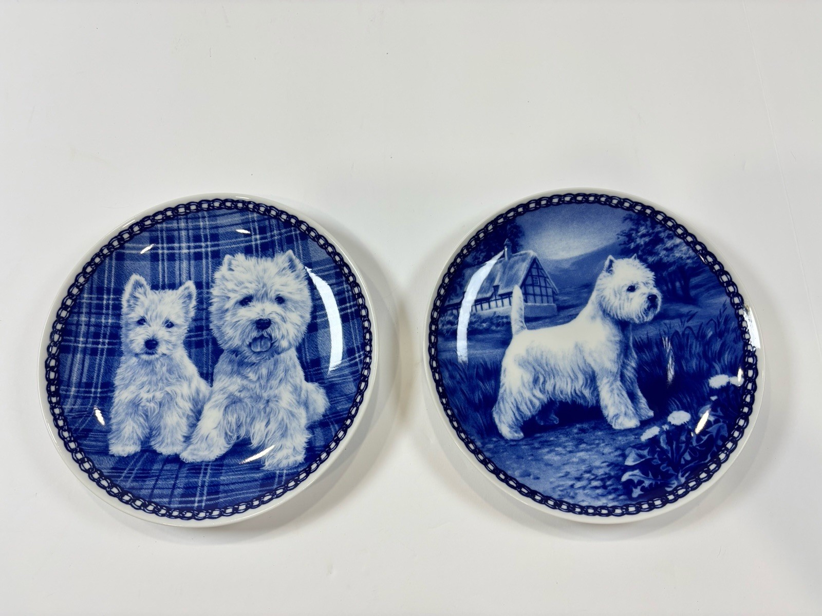 Lekven Denmark West Highland White Terrier Dog Decor Plates - Lot Of 2
