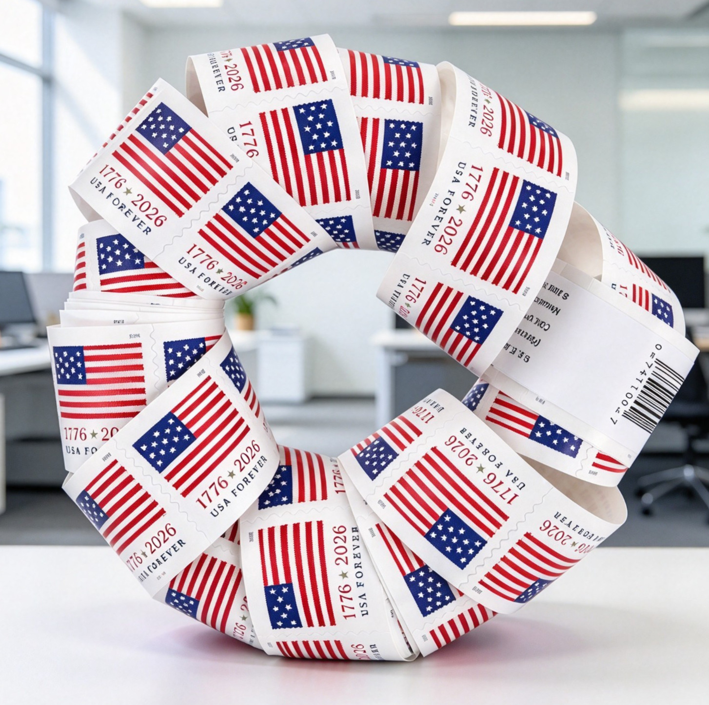 20 Rolls, 100 Per Roll 2026 US Flag (Brand new, unopened)2000PCS 20 Rolls, 100 Per Roll 2026 US Flag (Brand new, unopened)2000PCS