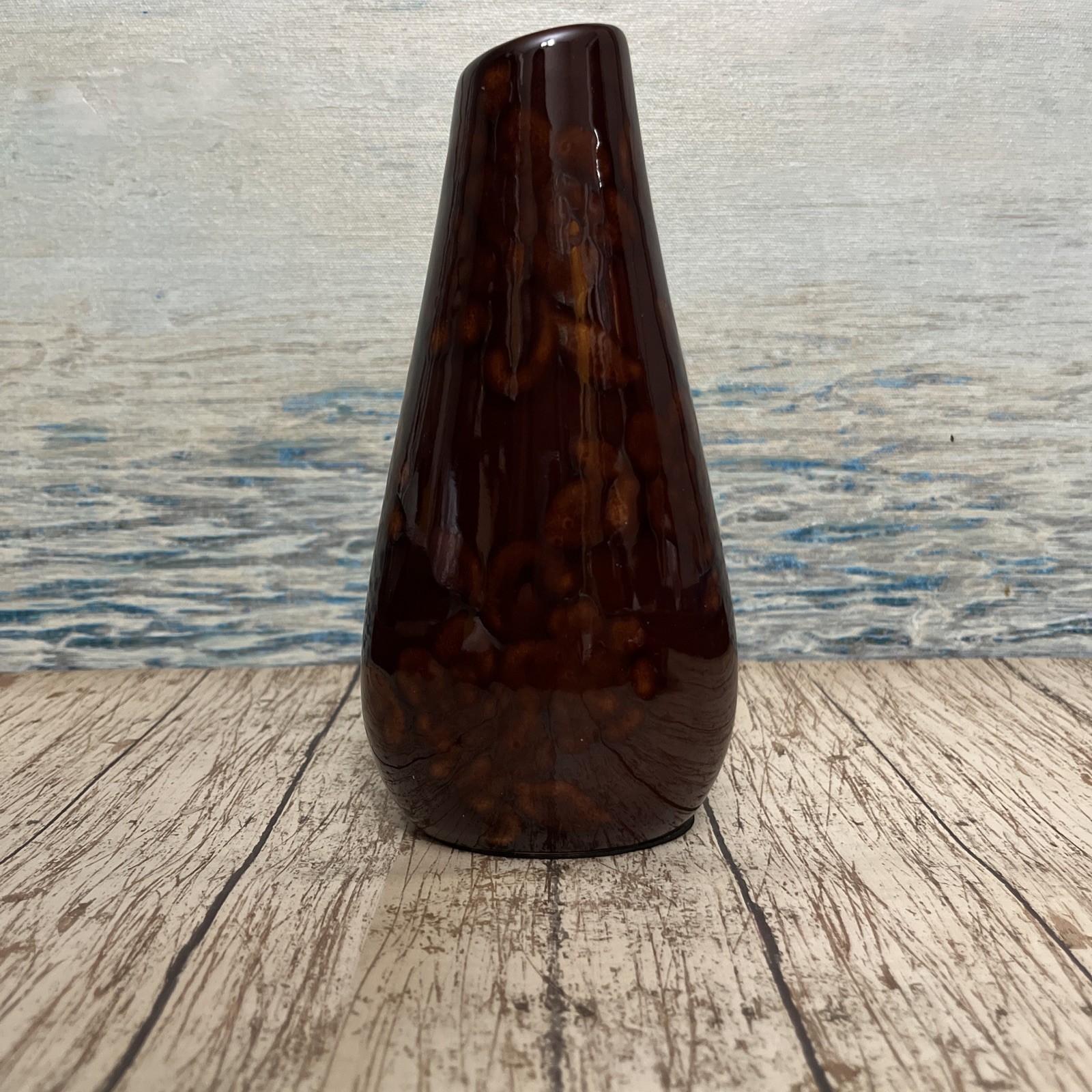 Elegant Expressions, Bud Vase Brown Embossed Floral Glossy Ceramic 7\