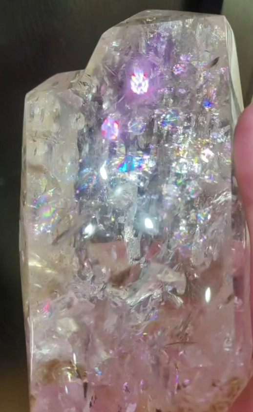 4.17LB Natural Rainbow White Quartz Obelisk Crystal Energy Reiki Decor