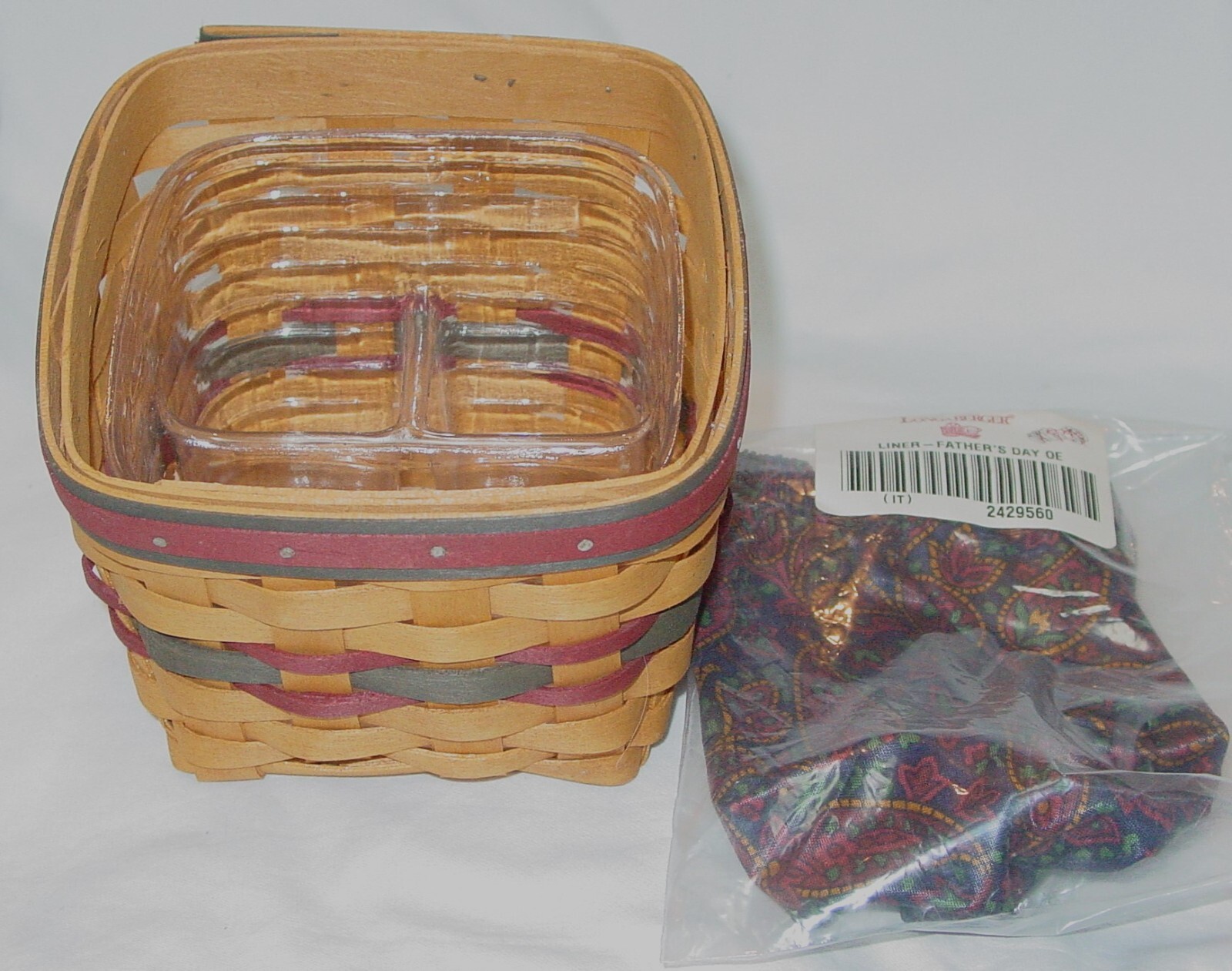NEW 1998 LONGABERGER FATHERS DAY BASKET WITH PROTECTOR & LINER NEW 1998 LONGABERGER FATHERS DAY BASKET WITH PROTECTOR & LINER