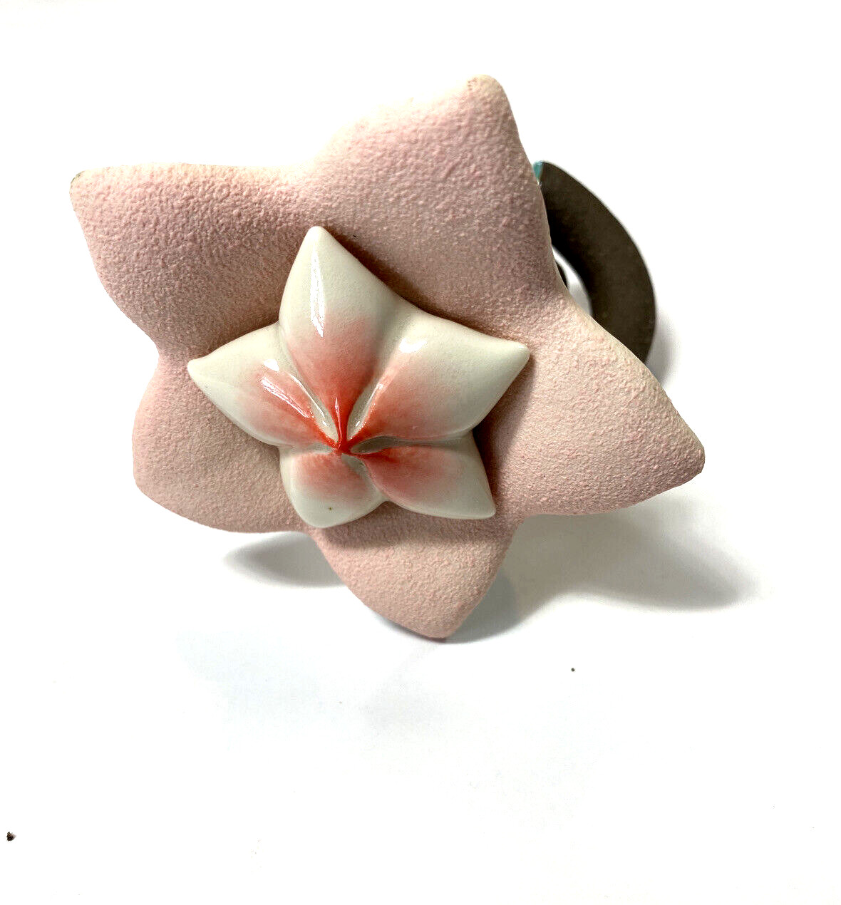 Vintage Rare Clay Flower Knot Paperweight Table Accent Piece Sculpture Decor