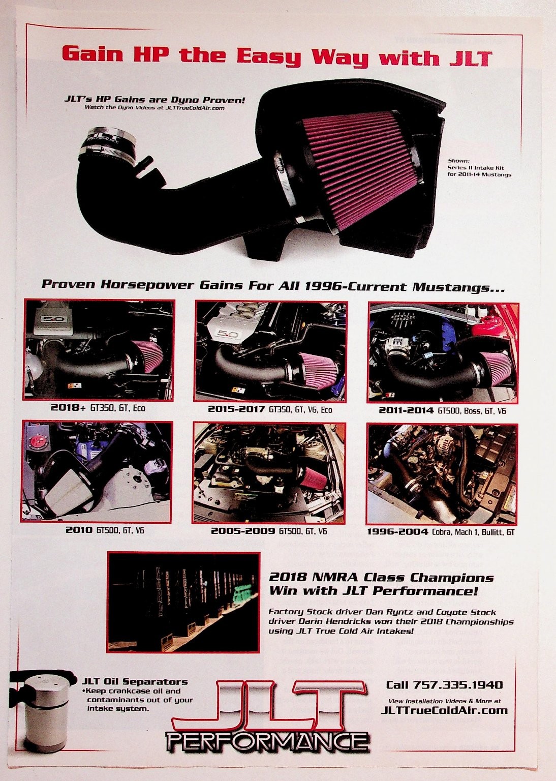 JLT Performance Mustang Cold Air Intake Performance Parts Magazine Ad 2018 JLT Performance Mustang Cold Air Intake Performance Parts Magazine Ad 2018