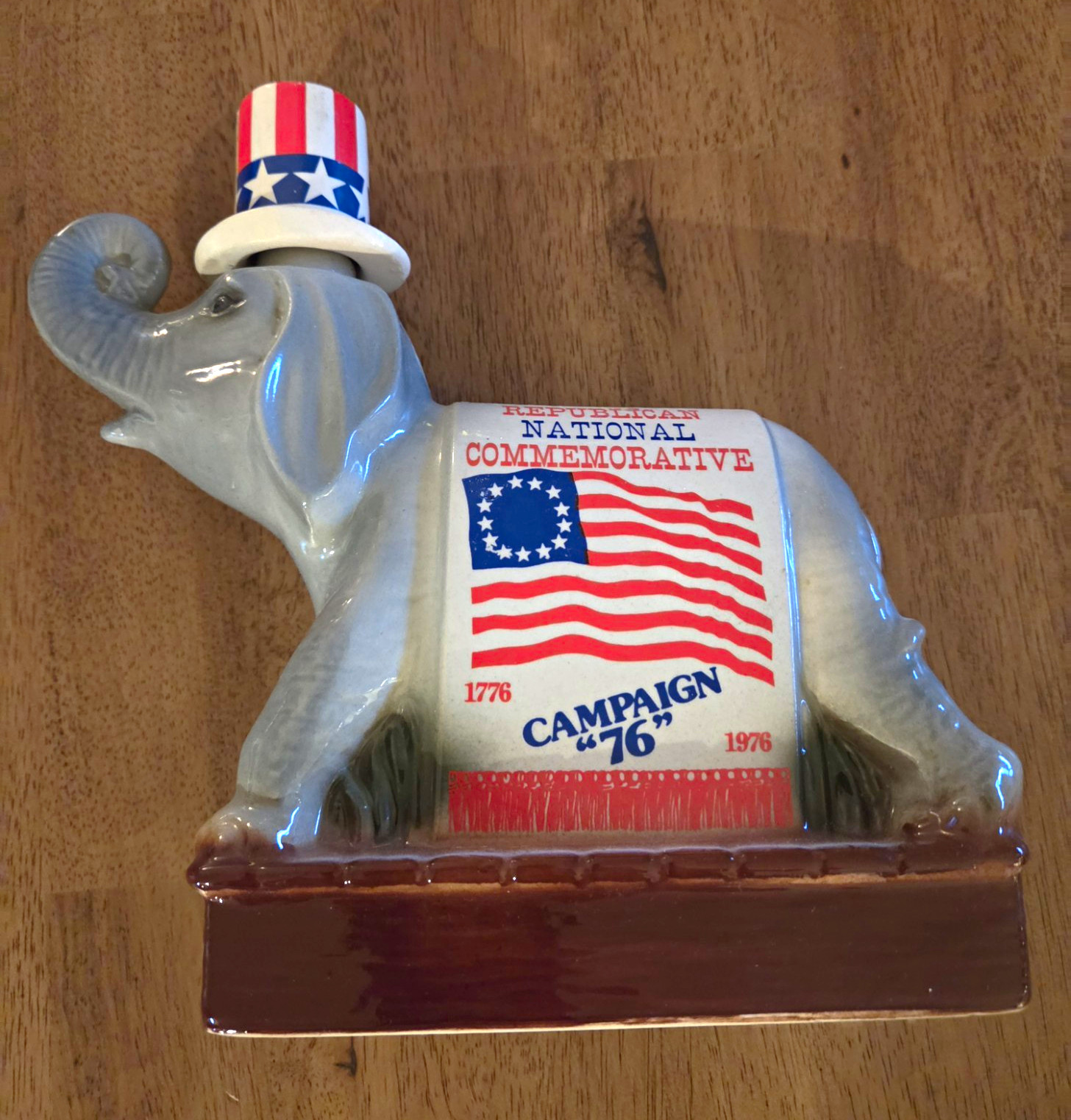Ezra Brooks 1976 Republican National Commemorative Elephant Decanter Bottle