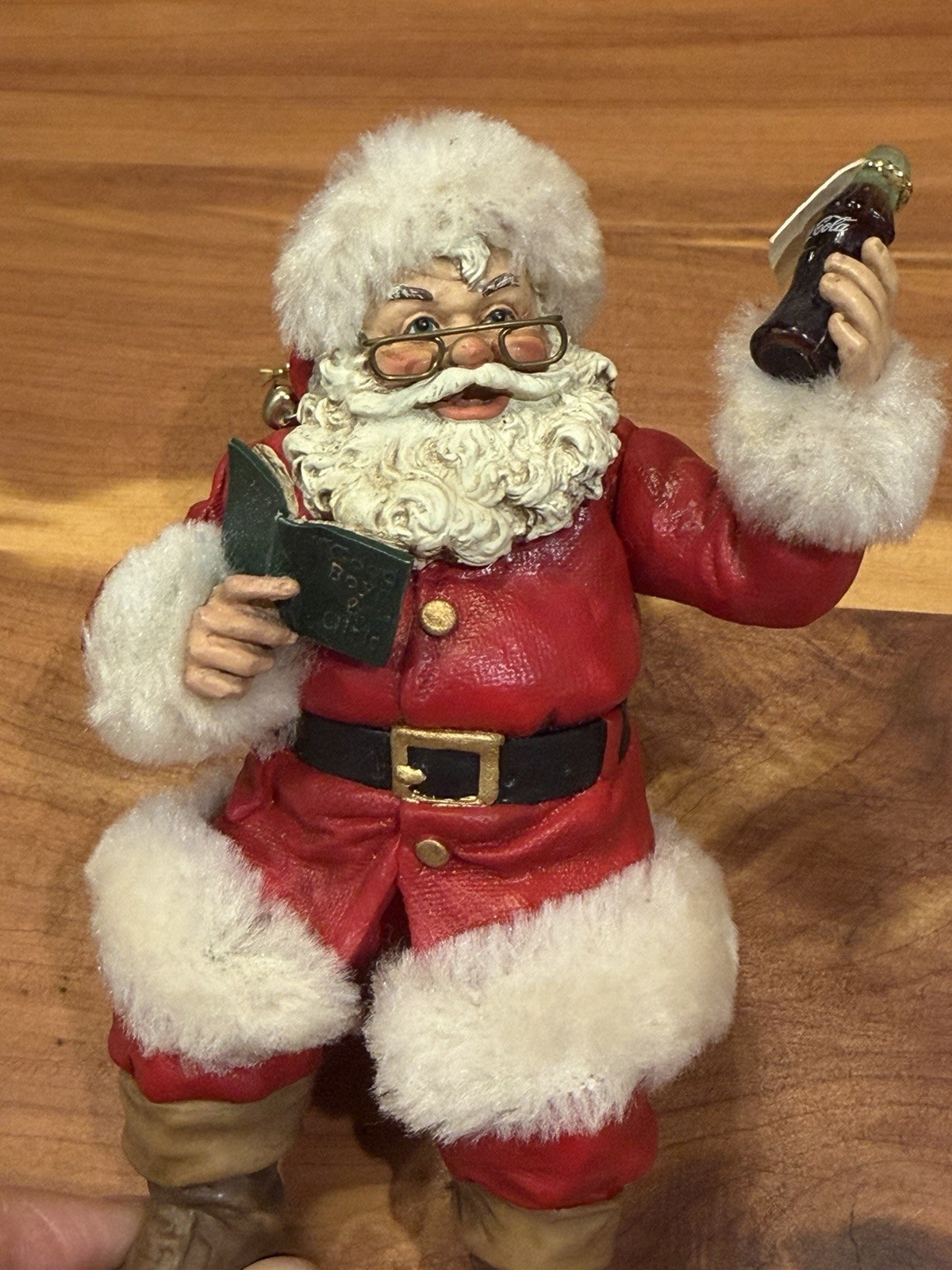 Coca-Cola Santa Claus Hanging Christmas Ornament Coke Bottle & List 5\