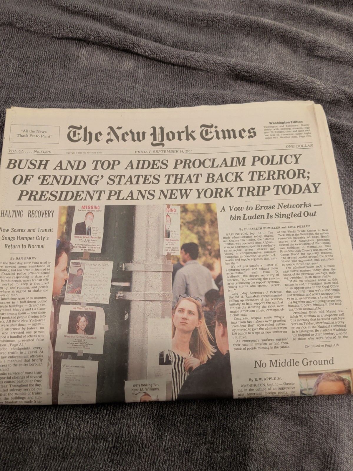 The New York Times September 14th 2001