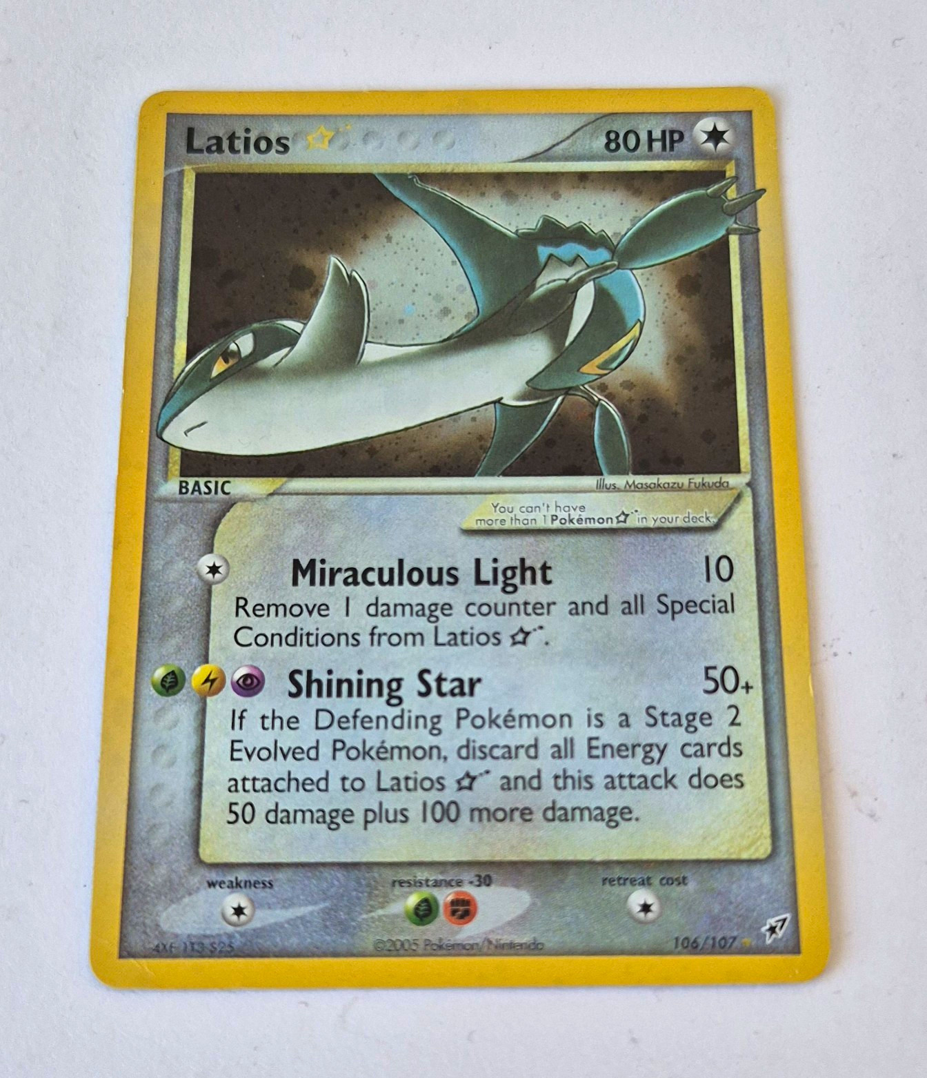 Latios Gold Star ☆ 106/107 EX Deoxys 2005 Secret Rare Holo Pokemon Latios Gold Star ☆ 106/107 EX Deoxys 2005 Secret Rare Holo Pokemon