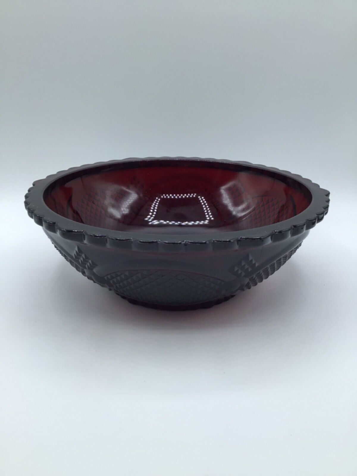 Vintage Avon Cape Code Ruby Red Glass Serving Bowl Round 8 3/4\