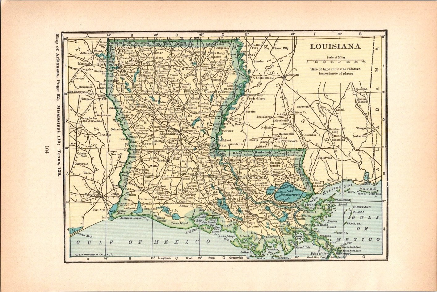 Louisiana Kentucky 1927 Atlas Map TK18
